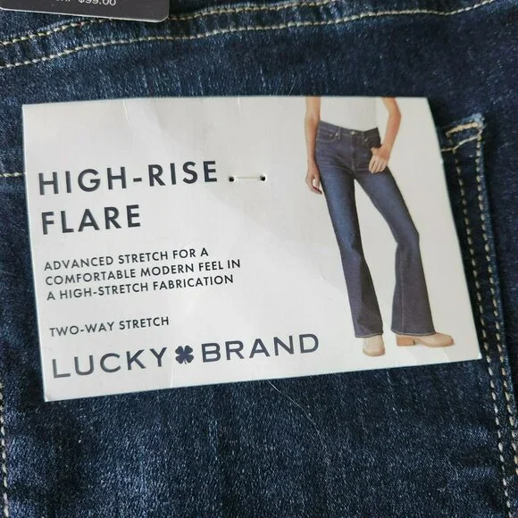 NWT Lucky Brand Womens Stevie Two Way Stretch Blue High Rise Flare Jeans US Sz 8 - Picture 4 of 16